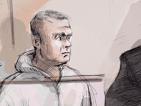 Artist's sketch of Toronto van attack suspect Alek Minassian in court.