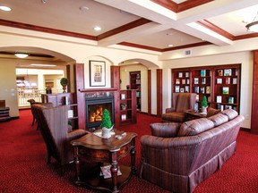 Among the many features in The Bradley’s 129,000 square feet of well-appointed space is a cosy and comfortable reading area.