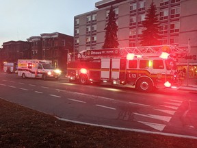 Crews respond to a blaze on Cobourg Street.