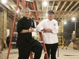Chef Ric Allen-Watson, right, and Dylan Critchley of The Mission stand inside the new space for the food service education program, which trains homeless and precariously housed people to work in the food service industry.