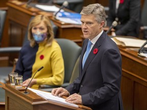 Ontario Finance Minister Rod Phillips delivers the provincial budget in the Ontario Legislature this past week.