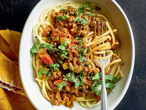 Suugo suqaar — pasta sauce with beef — from In Bibi's Kitchen.