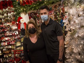 Audy Czigler, owner of Tinseltown Christmas Emporium, and his mother, Tonie.