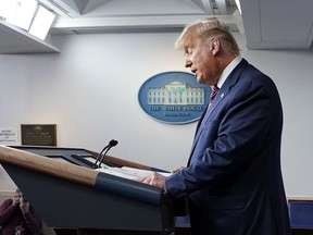 President Donald Trump speaks at the White House last Thursday, making baseless allegations of widespread election fraud.