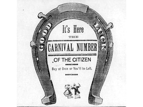 This ad in the Citizen, from Jan. 19, 1895, announced the opening two days later of the city's first winter carnival.