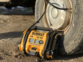 This portable, cordless air pump is useful for inflating tires, sports balls, balloons and air mattresses. It uses the same batteries part of all 20 volt DEWALT tools and has performed well over three years of testing my Maxwell.