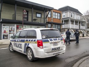 Gatineau police at the scene of the city's fourth homicide of 2020 at 87 Rue Eddy