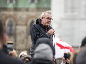 Randy Hillier, Independent MPP for Lanark-Frontenac-Kingston, took part in the NoMoreLockdowns protest on Parliament Hill in December 2020.