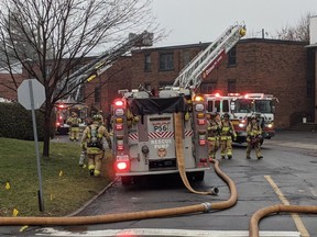Ottawa fire on scene of fire at apartment building on Lavergne Street east of Des Pères Blancs Avenue in Vanier.