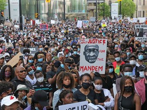 Thousands gathered on Elgin Streets at the Human Rights Monument to march after the police killing of George Floyd. June 05, 2020.