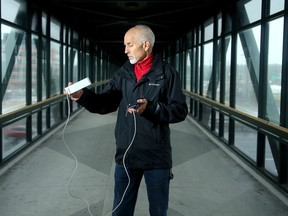 Jake Cole is a citizen scientist and volunteer with the Sierra Club. He and others have been using handheld devices to test air quality around town and have found a bunch of hot spots - like this pedestrian bridge over highway 417 in Kanata - for bad levels of particulate.
