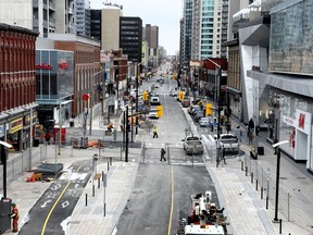 The section of Rideau Street between Sussex Drive and Dalhousie Street is to reopen after being closed for renovations since 2015. This photo was taken on Wednesday.