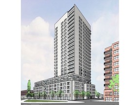 Rendering of a proposed highrise building at 979 Wellington St.