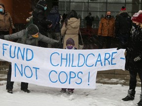 A rally was held outside Ottawa City Hall before the council's budget vote on Wednesday.
