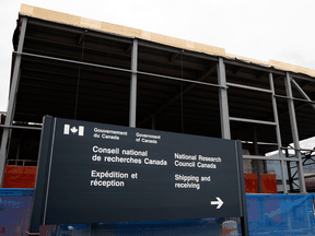 Construction of a new extension of the National Research Council building is seen in Montreal on Thursday, December 3, 2020.