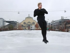Skater Chris Breneck enjoys some free time on the city outdoor rink at Lansdowne Park in Ottawa Friday Dec 4, 2020.