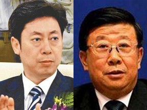Left, Chen Wenqing, member of the Chinese Communist Party's Central Committee; Minister of the Ministry of State Security.

Right, Zhao Kezhi, member of the Chinese Communist Party's Central Committee; Minister of the Ministry of Public Security.