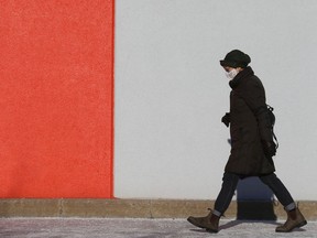 Shoppers brave the cold weather.