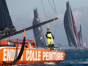 PRB skipper kevin Escoffier sets off for the Vendee Globe race on Nov. 8, 2020.