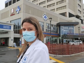 Dr. Samantha Halman, an internal medicine physician at The Ottawa Hospital's COVID ward, poses for a photo at The Ottawa Hospital on Tuesday Dec 22, 2020.