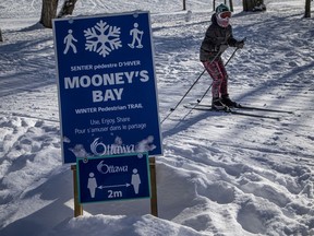 Cross country skiing was still permitted but tobogganing has been banned from the hill in Mooney's Bay Park. ASHLEY FRASER, POSTMEDIA