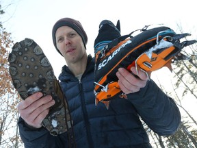 Stuart Rickard compares the vintage hobnail boots  he wore for the Mystery Mountain Project with modern, crampon equipped mountaineering boots.