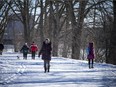 People were out enjoying the sunshine and getting fresh air along the Rideau Winter Trail near Riverside Memorial Park on Sunday, Jan. 31, 2021.