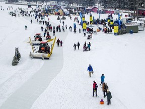 Skaters on the Rideau Canal Skateway in 2020.