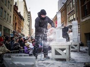People were out on Sparks Street in February 2020 for the annual Winterlude ice carving competition.
