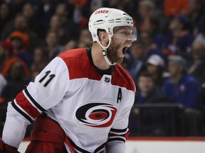 A file photo of forward Jordan Staal, one of the affected Carolina Hurricanes players.