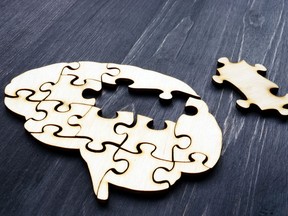 Brain from wooden puzzles. Mental Health and problems with memory. Getty Images/iStockphoto