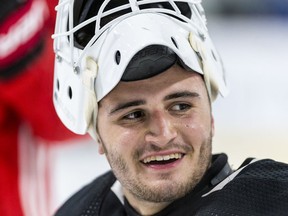 Joey Daccord at the Ottawa Senators development camp at the Bell Sensplex on June 26, 2019.