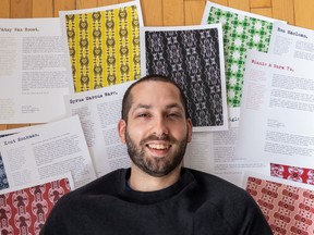 Aquil Virani is a Muslim-Canadian visual artist who turns 30 this month, and is working on a project that calls for him to write (and send) 30 letters on his birthday to people who have inspired him. Aquil is seen with some of the letters and artwork he has produced.
