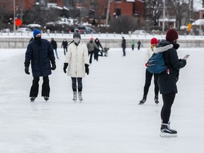 Skaters took to a 2.4 km section of the Rideau Canal Skateway that is now open between the Pretoria Bridge and the Bank Street Bridge, including Patterson Creek.