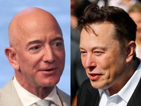 Jeff Bezos (left and Elon Musk.