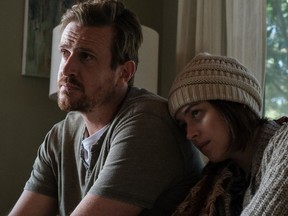 Yes, they're mopey, but they've got reasons: Jason Segel and Dakota Johnson in Our Friend.