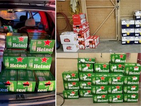 Police found 58 cases of beer  after stopping a 'heavily loaded' vehicle.