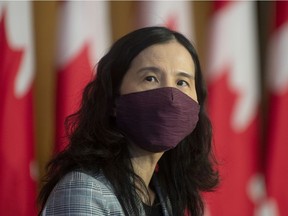 Chief Public Health Officer Theresa Tam looks on at the start of a technical briefing on the COVID pandemic in Canada, Friday, January 15, 2021 in Ottawa.