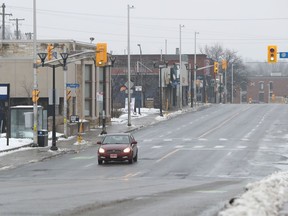Stay at home traffic on Bank Street in Ottawa Thursday Jan 14, 2021.