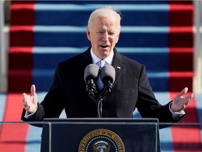 U.S. President Joe Biden speaks during the 59th Presidential Inauguration in Washington, U.S., January 20, 2021.