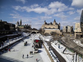 Skaters were out enjoying the stunning sunshine and perfect weather for a skate on the Rideau Canal, Saturday, Feb. 6, 2021.