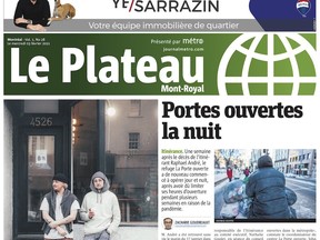Le Plateau newspaper is published by Métro Média