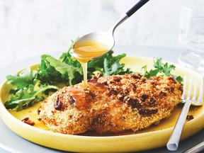 Pecan-crusted chicken is one of almost a dozen recipes for chicken breasts in The Bite Me Balance Cookbook.