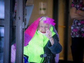 It was a special day of birthday celebrations at the Westwood Retirement Residence, Sunday Feb. 14, 2021. Jack Nakamoto, 100, Lovella Abrams, 105, and Zoila Labreque, 102, were the guests of honour as family and friends did a drive by parade. Abrams was waving a Happy Birthday stick as the festivities took place ASHLEY FRASER, POSTMEDIA