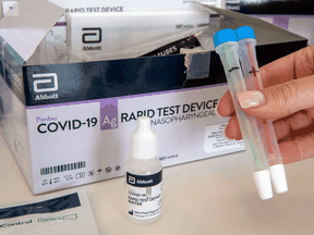 The Abbott Panbio COVID-19 Ag Rapid Test device.