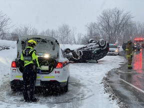 A storm that started Wednesday continues. First responders urge drivers to continue to use caution.