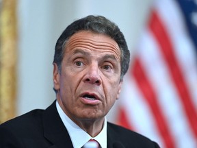 Governor of New York Andrew Cuomo, on May 26, 2020 at Wall Street in New York City.