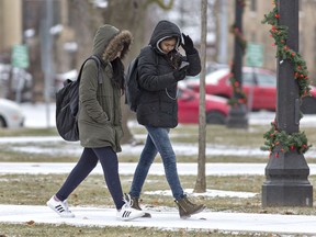 Students make their way to class at an Ontario university. Their mental health scores are plummetting.