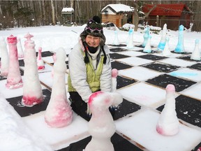 With Ottawa still awaiting a return to Orange-Restrict zone status, Vicki Carr found a creative way to use her time by building a winter chess board with her daughter.