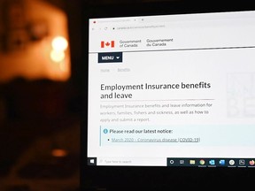 File photo/ The employment insurance section of the Government of Canada website.